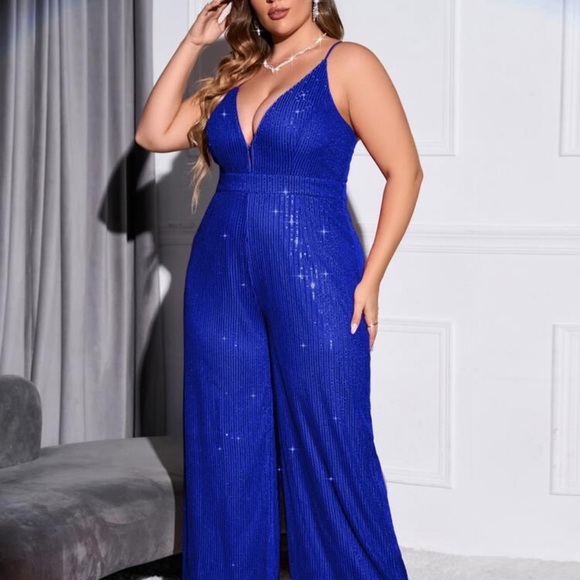 Plus Size Sequined Cami Jumpsuit - Picture 2 of 6